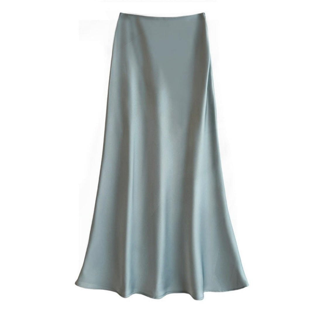 Vivien women's ivory silk midi skirt tailored cut subtle silhouette-defining elegant versatile