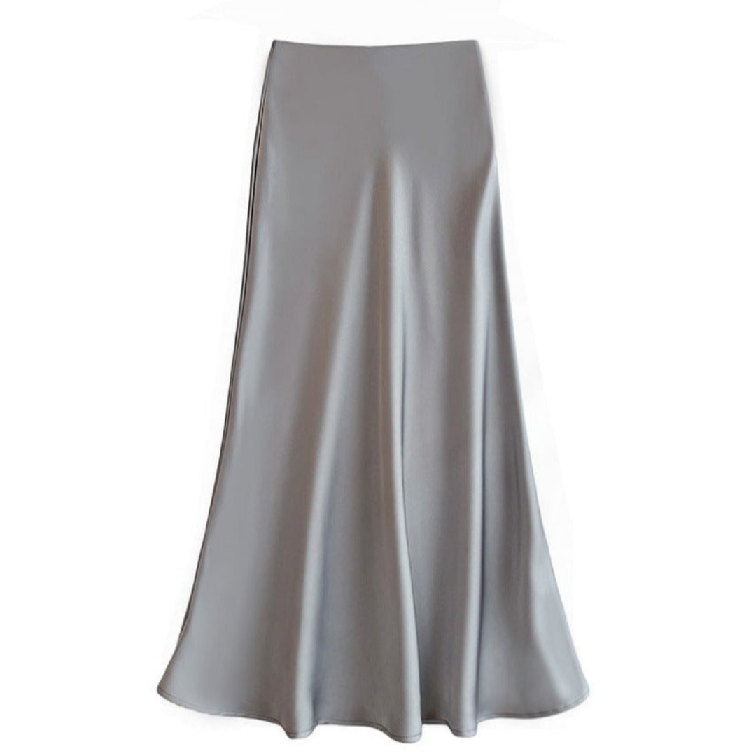 Women's Vivien ivory silk midi skirt tailored cut smooth luxurious fabric for office or dinner