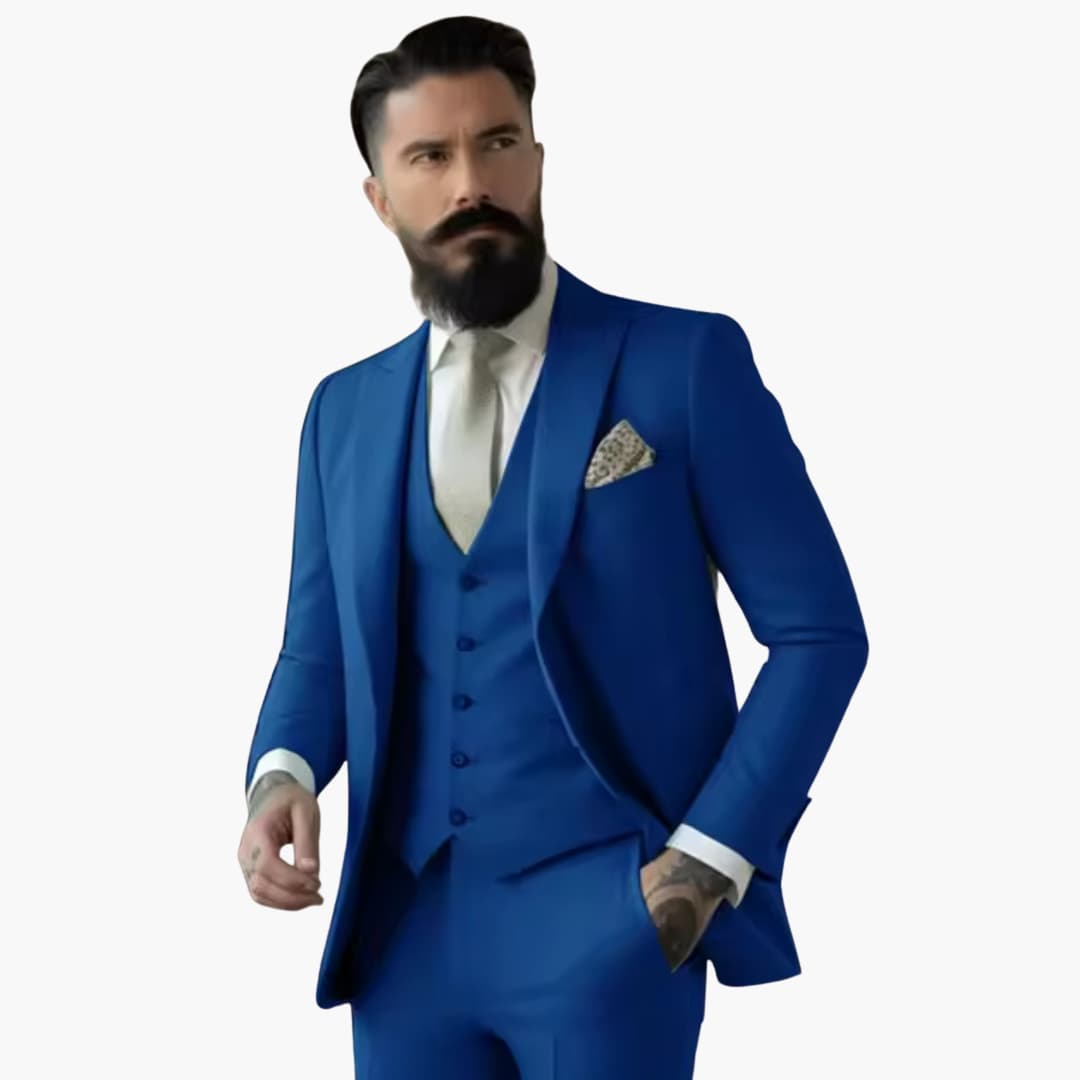 Men's navy double breasted suit premium slim fit elegant classic design for formal events