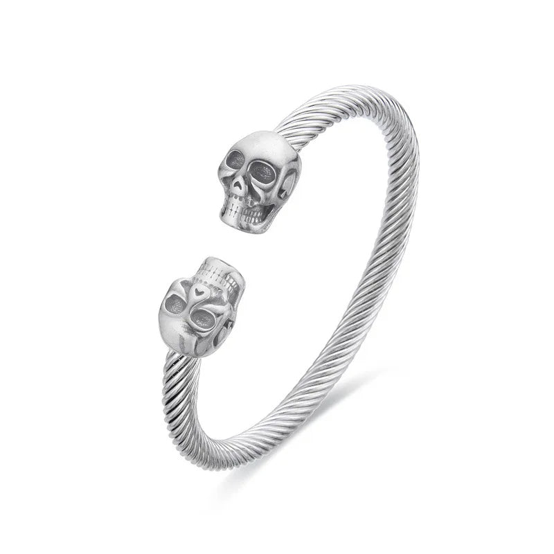 Mercer Steel rope cuff bracelet stainless steel 6mm twisted cable bold adjustable unisex wrist jewelry