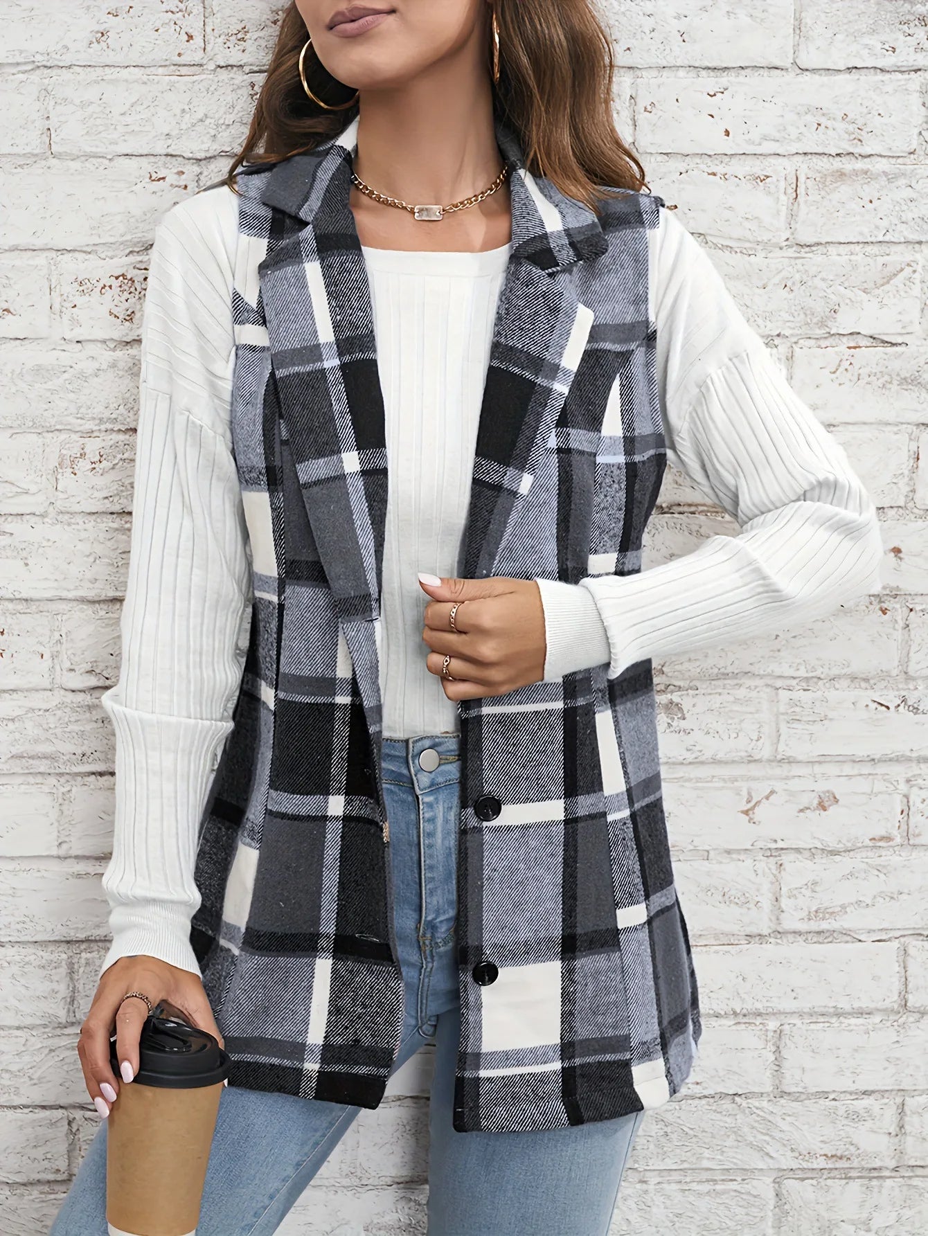 Camden wool-blend plaid vest tailored sleeveless silhouette lightweight warm layer for modern professionals