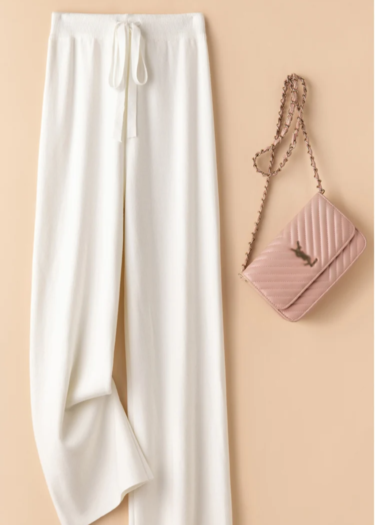 Women's wide-leg knit trousers heavyweight ultra-soft fabric effortless chic silhouette