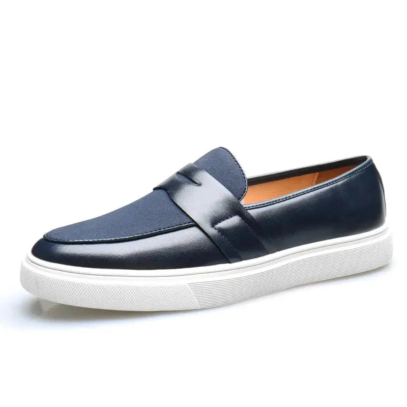 Men's brown leather suede slip-on loafers with cushioned insole and durable rubber outsole