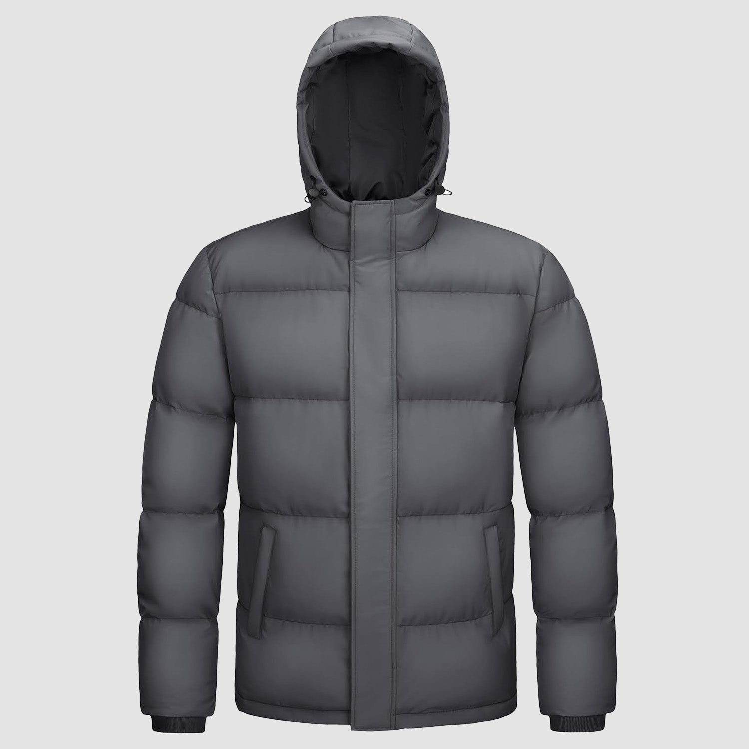 Men's hooded duck down puffer jacket, water-resistant windproof winter insulated coat with warm fill
