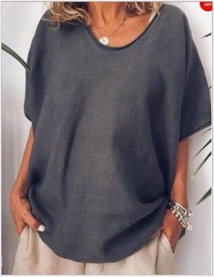 Women's loose fit casual summer blouse, lightweight breathable short sleeve top for everyday wear