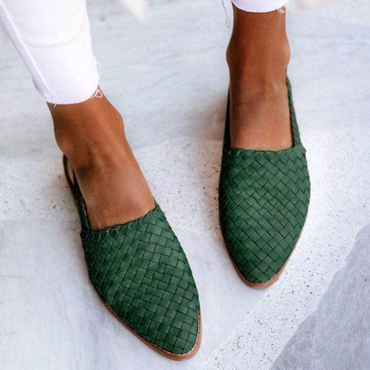 Women's woven leather moccasins loafers Italian-style handcrafted with intricate woven detail