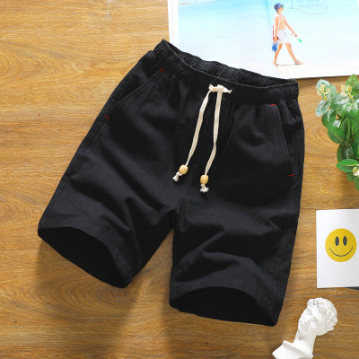 Men's dark blue relaxed fit casual shorts elastic waistband cotton polyester breathable everyday wear