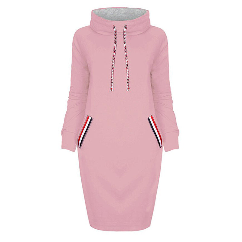 Women's hooded winter pencil dress slim fit minimalist solid color cozy everyday style