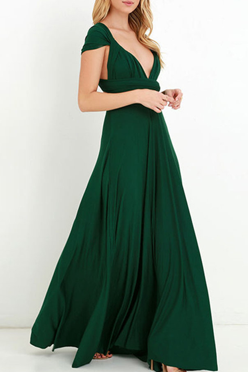 Women's floor-length halterneck A-line party dress with daring high slit for wedding evening glam