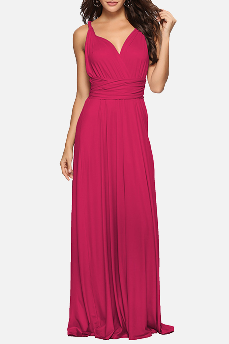 Women's floor-length halterneck A-line party dress with daring high slit for wedding and evening glam