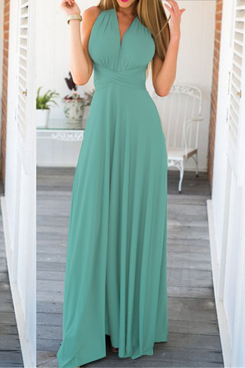 Women's halter neck maxi dress with high slit, flowing elegant fit in modern silhouette