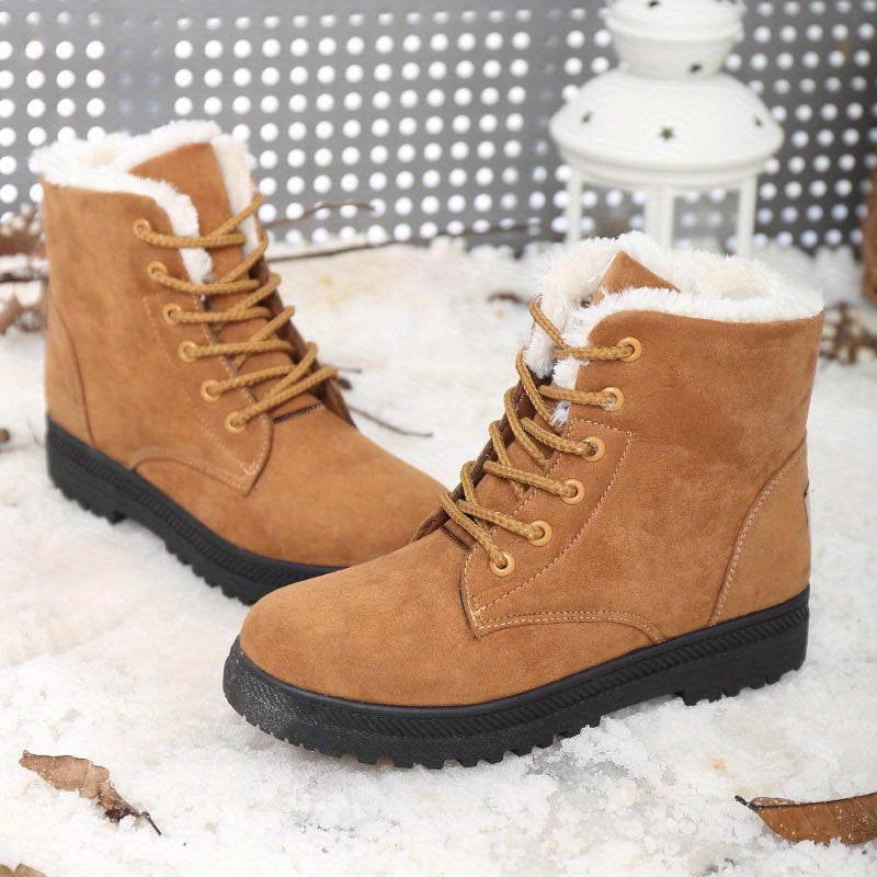 Women's ankle boots black warm lining non-slip sole cold weather everyday winter footwear