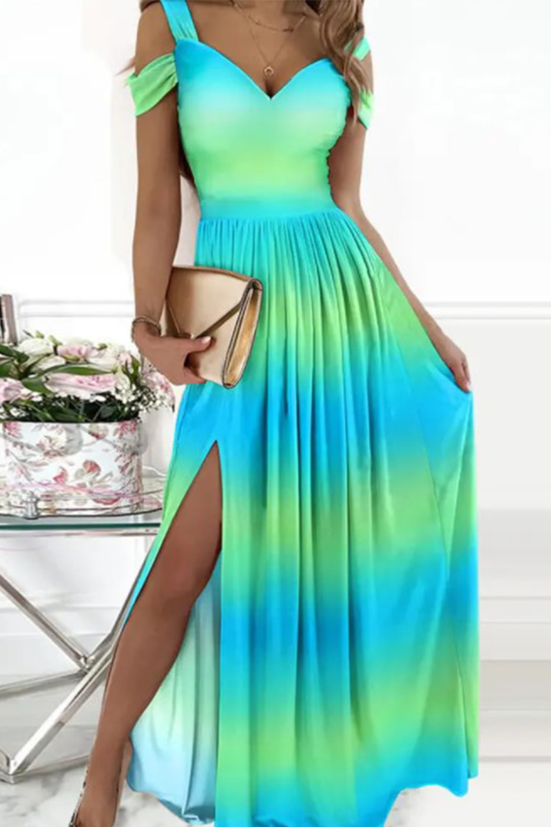 Elegant black off-shoulder V-neck maxi evening dress with flowing skirt for formal occasions