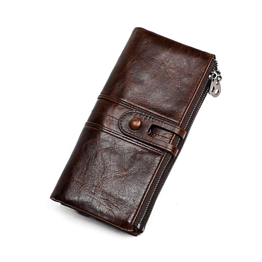 Maria women's leather long clutch wallet rectangular fold-over snap closure multiple compartments