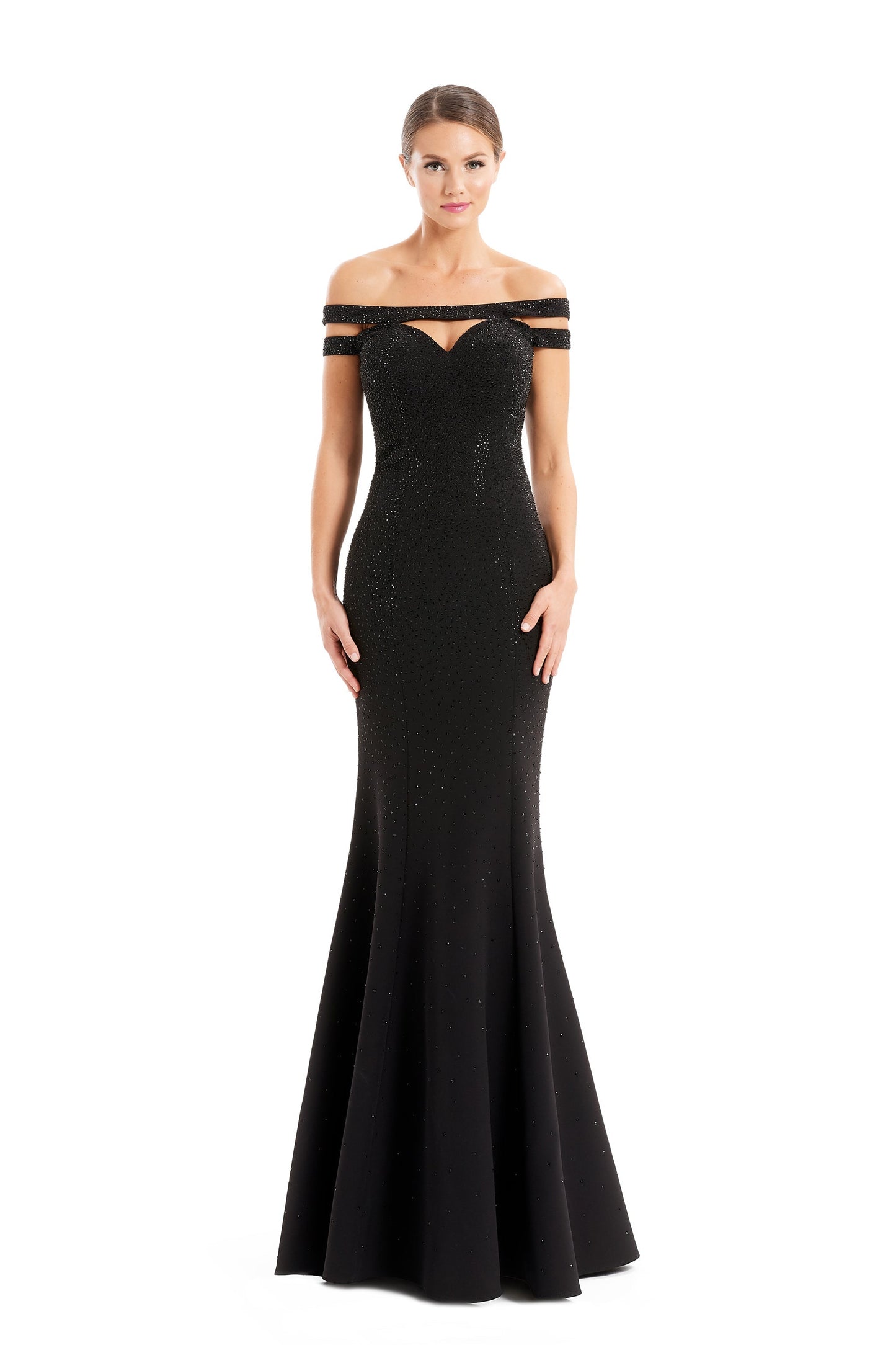 Alexander Daymor mermaid beaded evening gown sweetheart neckline elegant sweep train formal dress