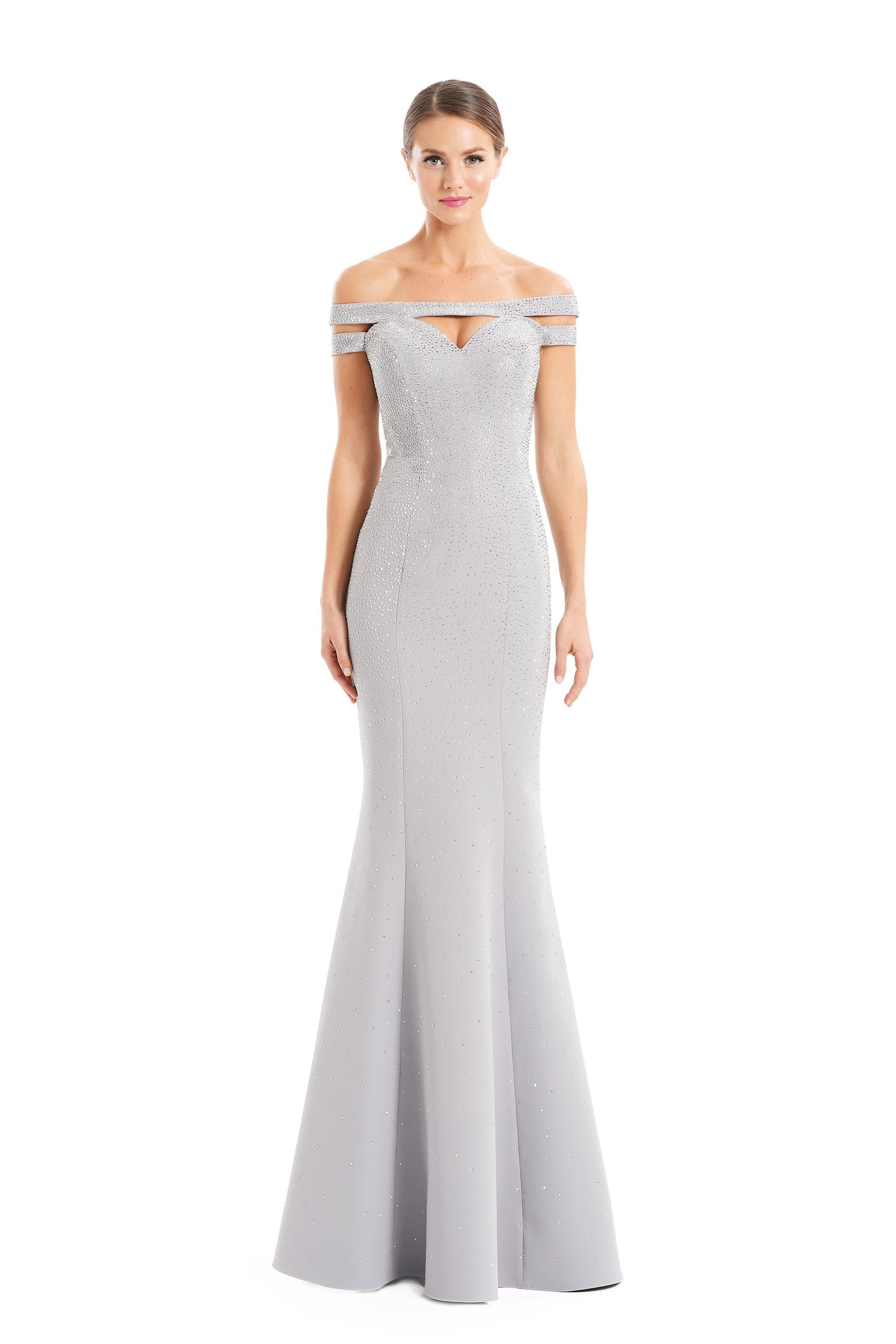 Alexander Daymor mermaid beaded evening gown sweetheart neckline elegant sweep train formal dress