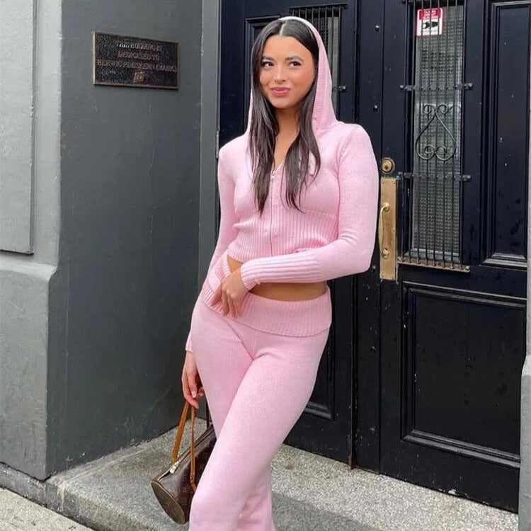 Women's relaxed fit hoodie lounge set, soft cozy fabric with practical hood for home and travel