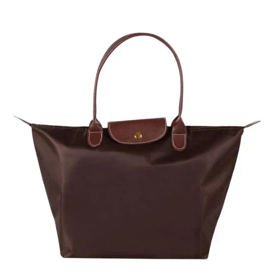 Structured black faux-leather luxury handle bag with clean silhouette for chic professionals