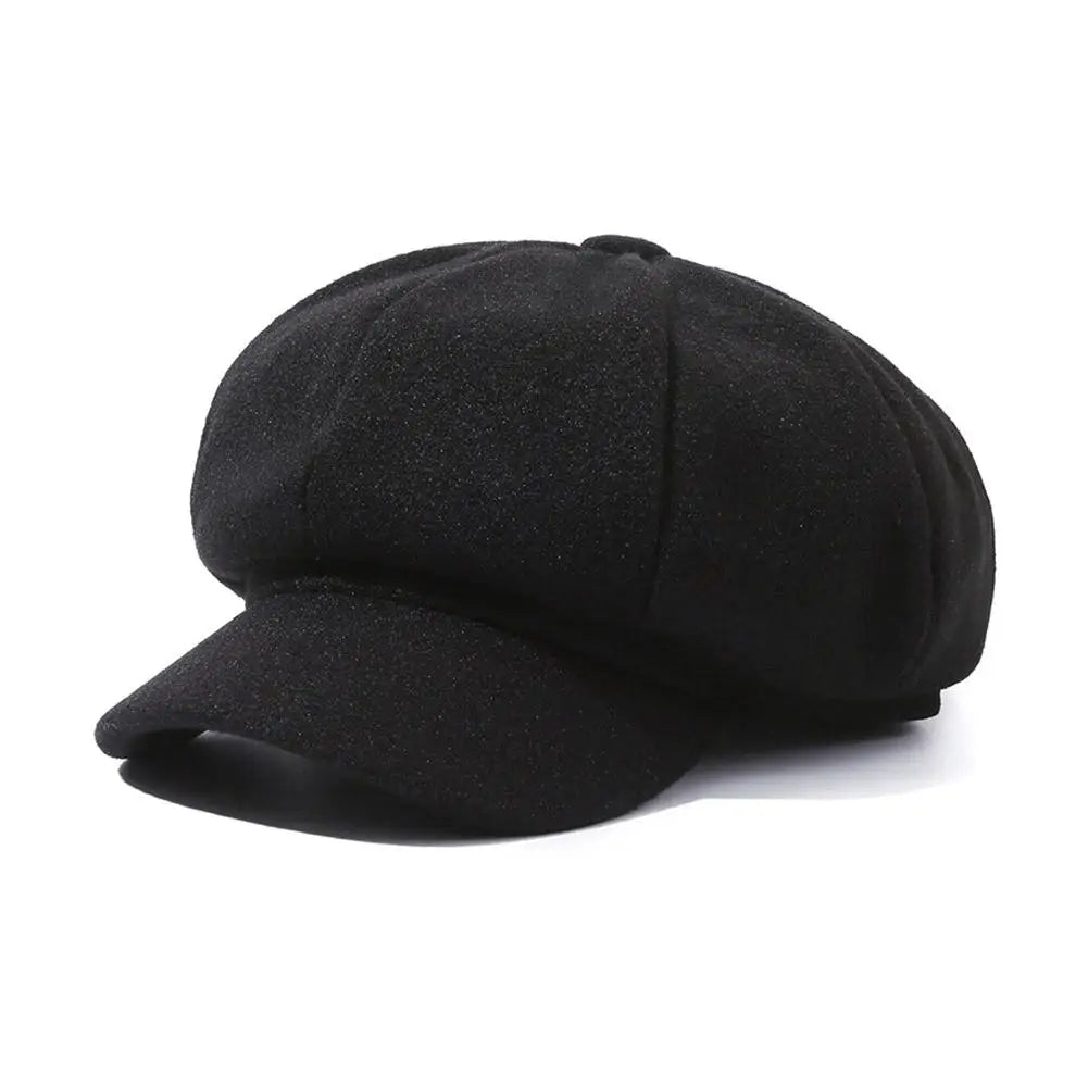 Women's wool newsboy cap structured fit brimmed classic casual style refined silhouette everyday wear