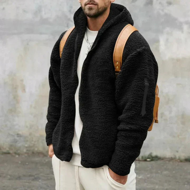 Men's Alden warm hoodie jacket in casual relaxed fit with eco-friendly soft fabric construction