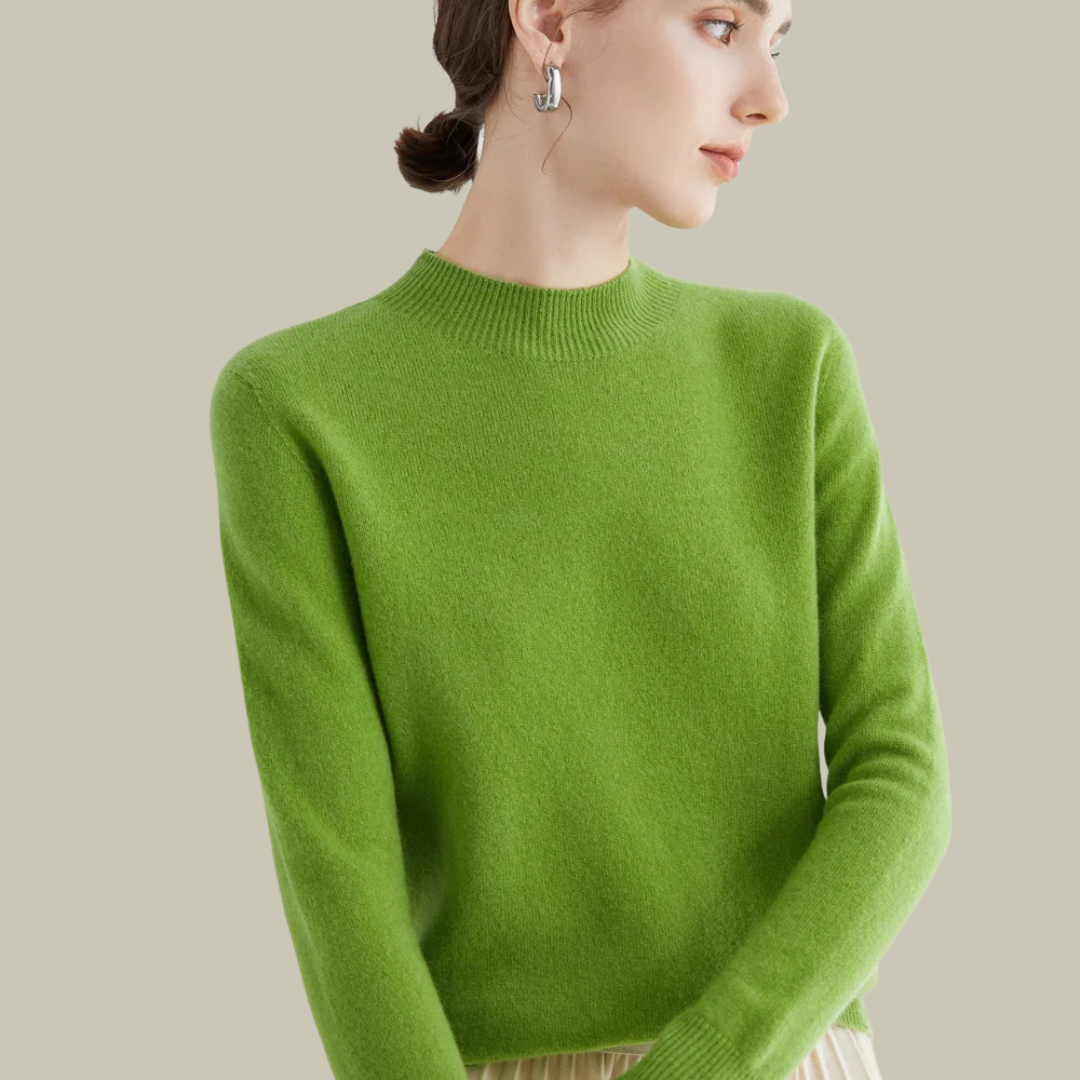 Paige women's wool blend mock neck sweater classic fit soft knit everyday layering essential