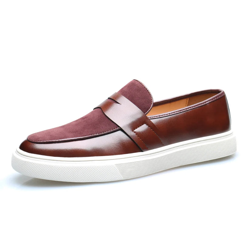 Kensington brown suede loafer minimalist slip-on with cushioned insole and durable rubber sole