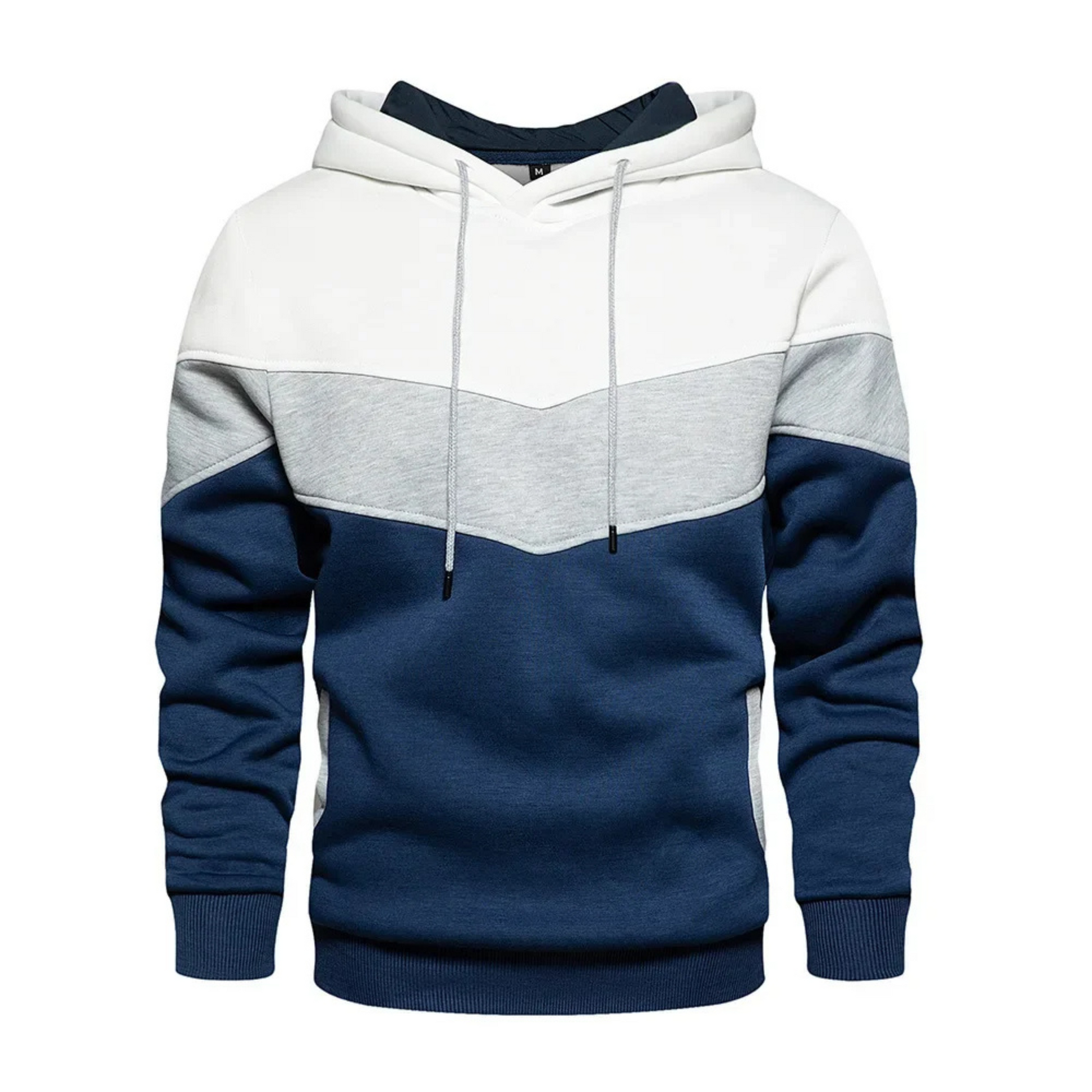 Men's colorblock tier hoodie athletic fit midweight cotton-poly blend with bold chevron paneling