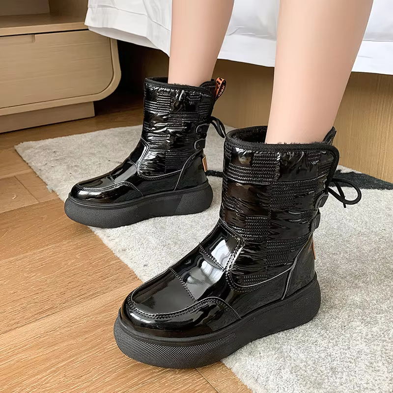 Women's ankle-high winter lace-up boots sport style padded sole water resistant comfort fit