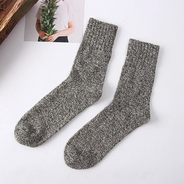 Unisex winter wool blend ribbed knit socks in neutral tones with all-day warmth and breathable comfort
