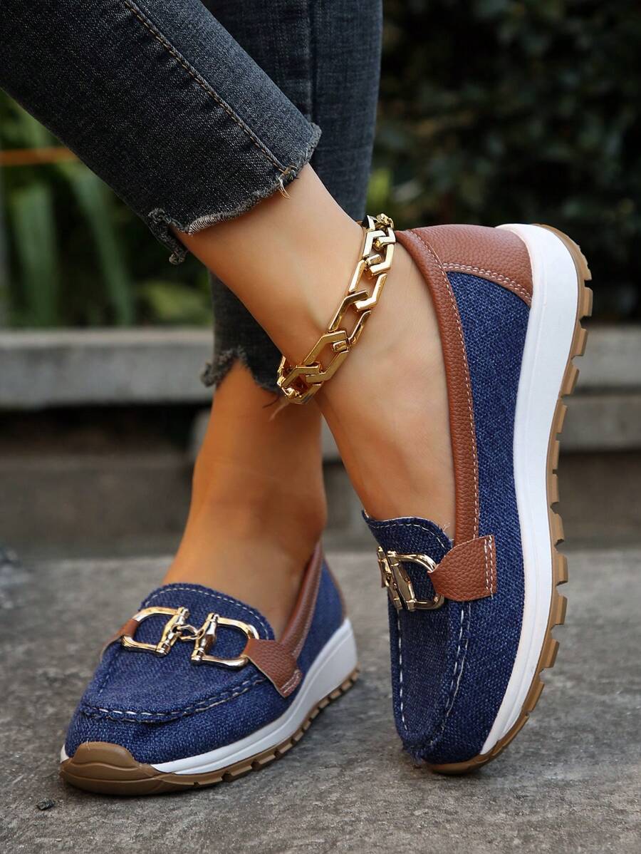 Hazzie | Women's Chain Bit Slip-On Loafers Casual Flat Shoes