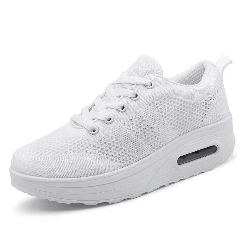Women's white orthopedic sneakers with breathable mesh upper and superior arch support for posture