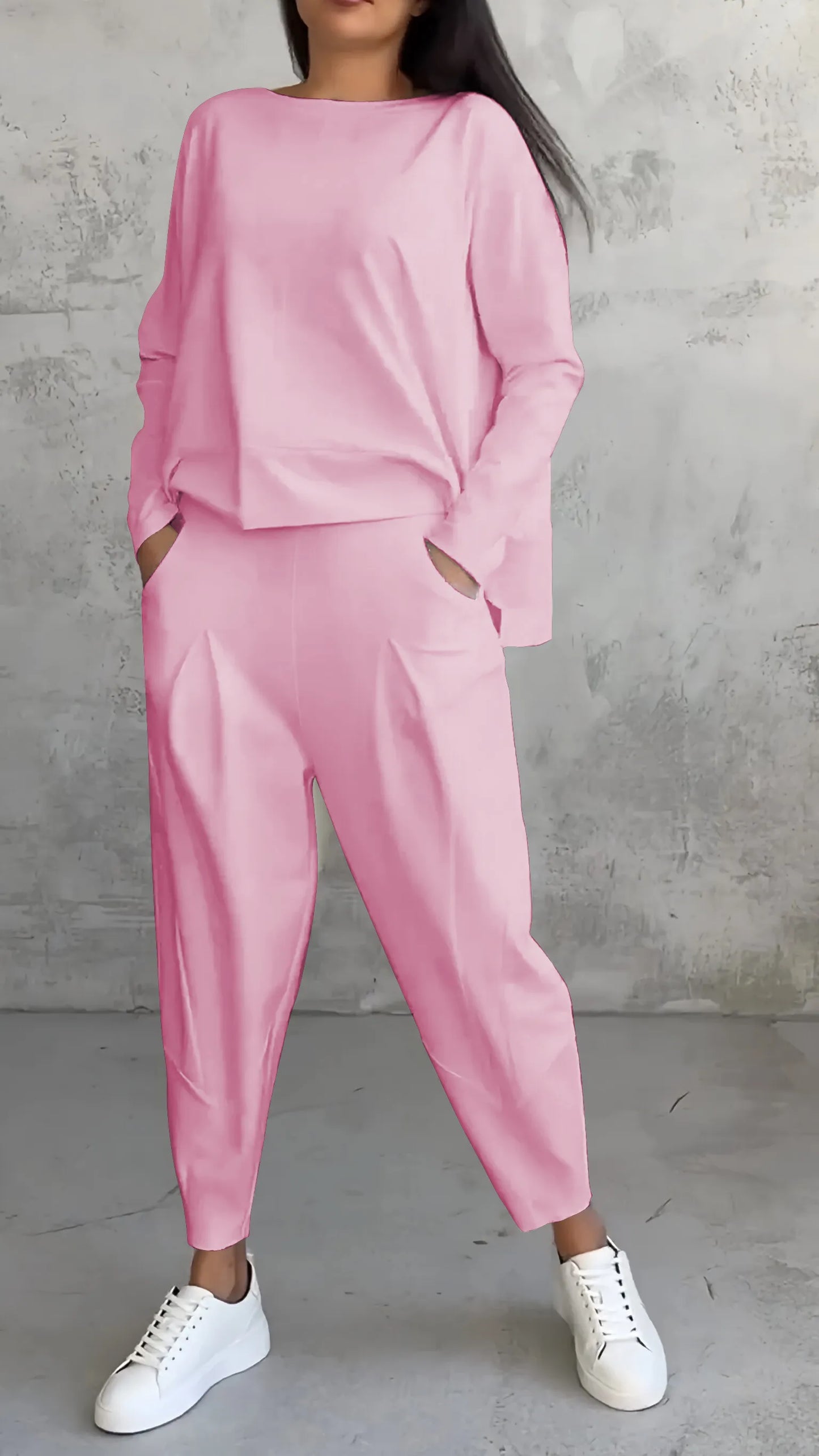 Beatrix cream cotton 2-piece women's set with relaxed silhouette for effortless elegant style