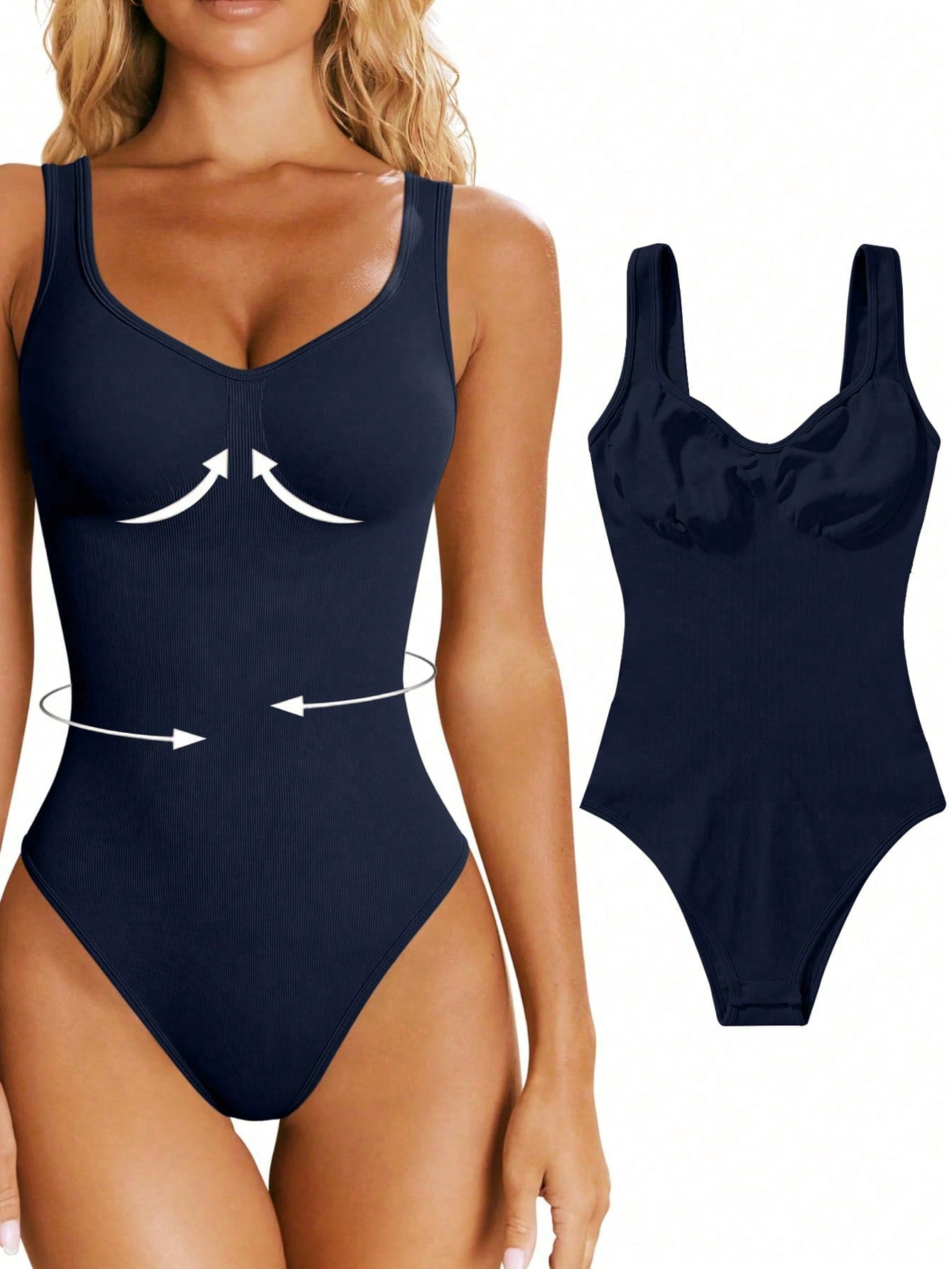 Nude seamless shaping bodysuit for women wide straps removable padding slim fit sculpted silhouette
