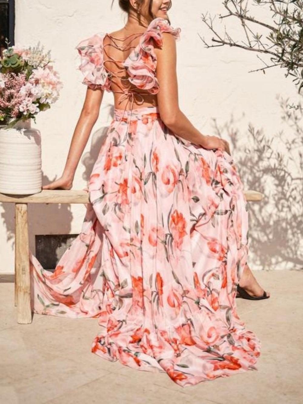 Women's slim fit printed maxi dress soft breathable premium fabric unique tulle print all-day comfort