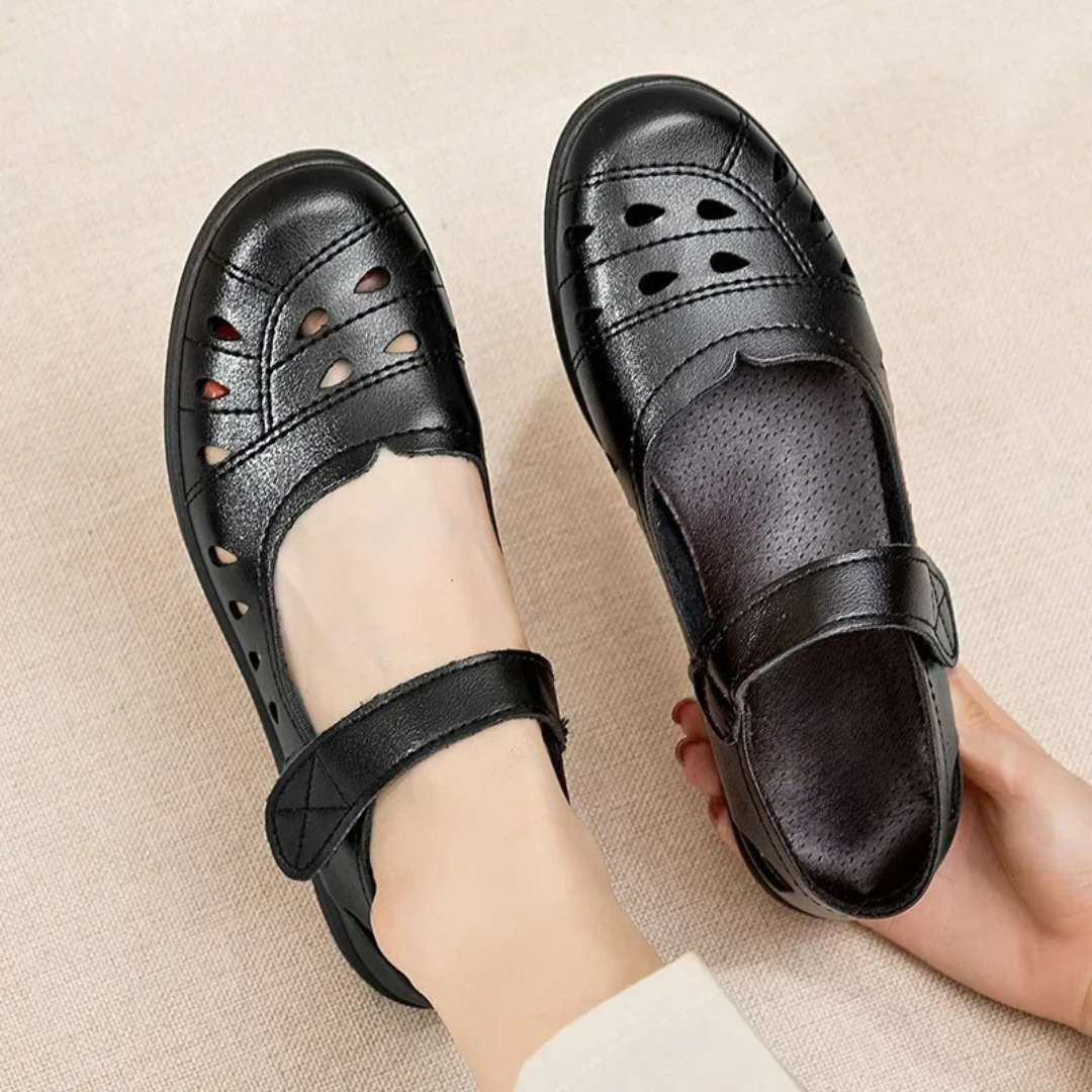 Women's adjustable Velcro strap shoes neutral tone modern silhouette personalized fit all-day comfort