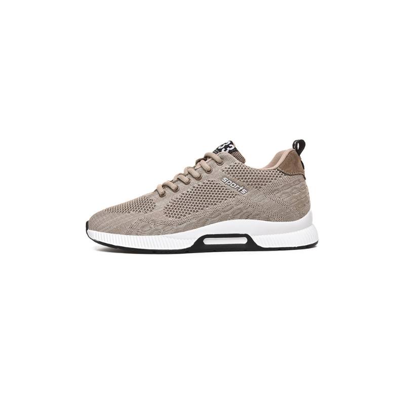 Men's white elevator sneakers with 2.4-inch hidden height increase orthopedic sole for confidence
