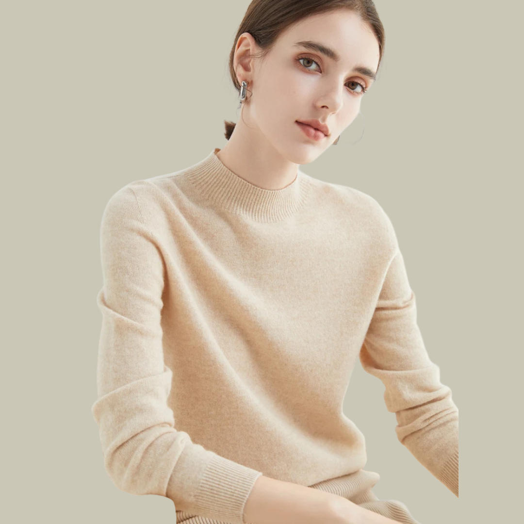 Paige women's wool blend mock neck sweater classic fit soft knit everyday layering essential