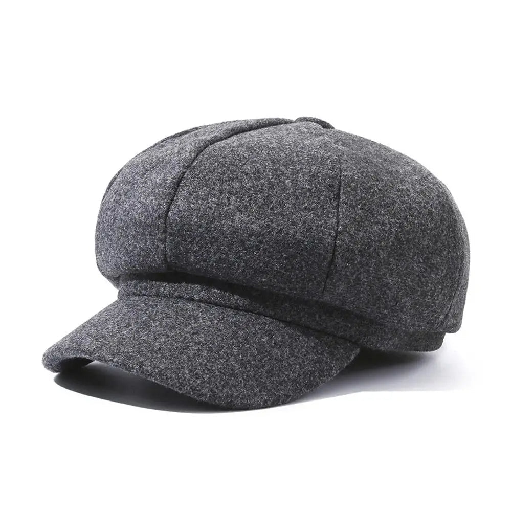 Women's wool newsboy cap structured fit brimmed classic casual style polished silhouette everyday wear