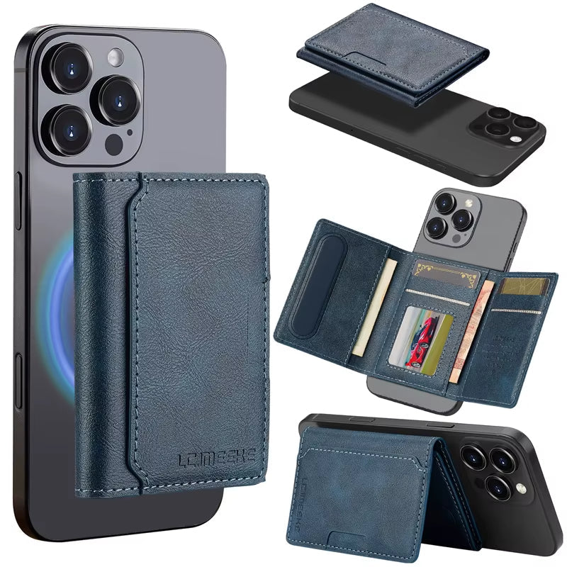 Bravado Slimfold magnetic wallet RFID-blocking PU leather phone attachment with kickstand unisex