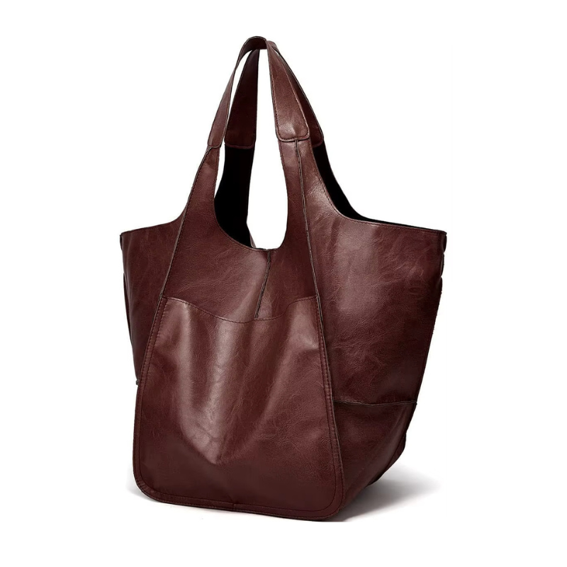 Oversized genuine leather tote bag for professionals with secure magnetic closure, premium carry-all