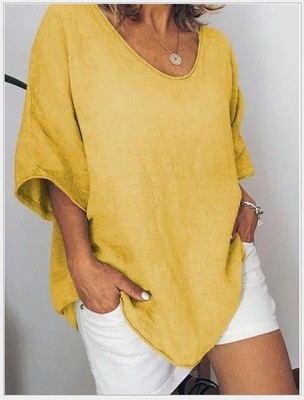Women's loose fit short sleeve summer blouse, lightweight breathable fabric for casual everyday wear