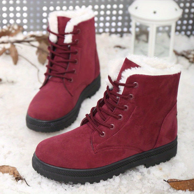 Women's ankle boots black warm lining non-slip sole cold weather everyday winter footwear