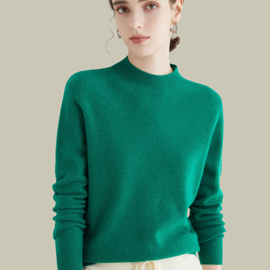 Paige women's wool blend mock neck sweater classic fit soft knit everyday layering warmth