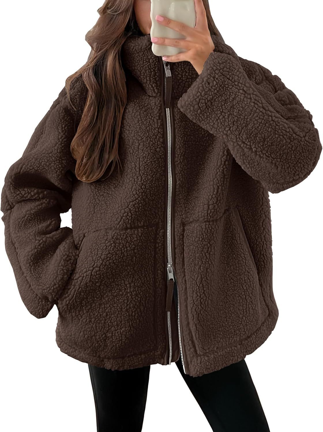 Women's wool blend zip-up jacket relaxed modern fit with notched lapel cozy urban winter essential