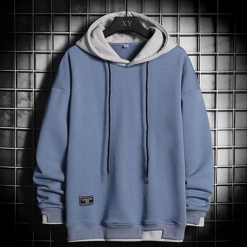 Triton unisex dual-tone hoodie cotton blend layered hem colorblock lightweight casual streetwear