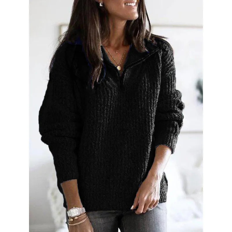 Women's teal knit sweater cozy relaxed fit premium wool warm everyday elegant style