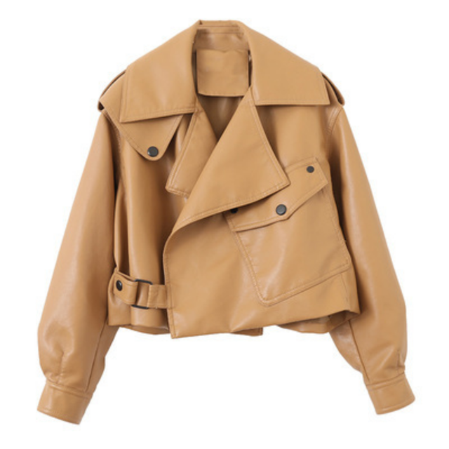 Women's short structured jacket wide collar crossed detail eco-friendly modern silhouette elegant fit