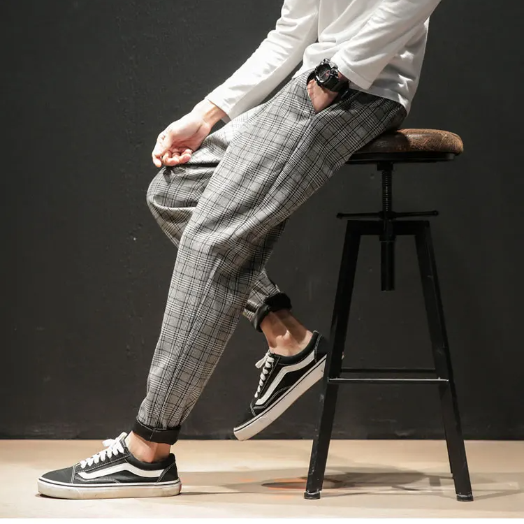 Plaid trouser relaxed tapered fit cuffed hem smart casual versatile style for modern men