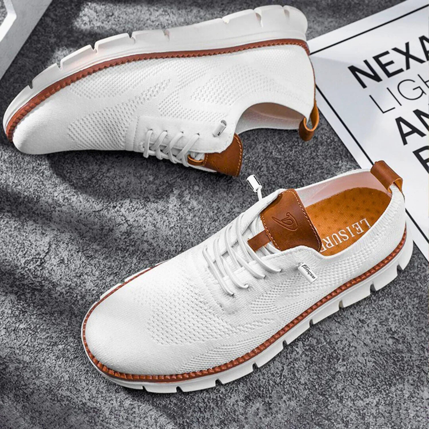 Urbann-Vibe men's knit breathable sneakers lightweight flexible sole city commuter lace-up casual shoes