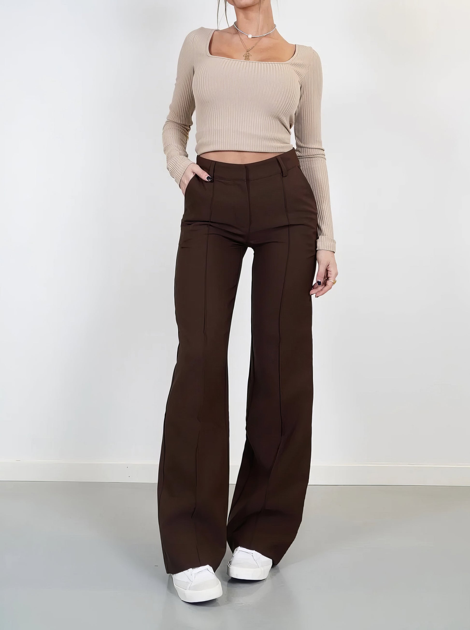 Beatrix high-waisted wide-leg trousers women elegant everyday versatile contemporary silhouette
